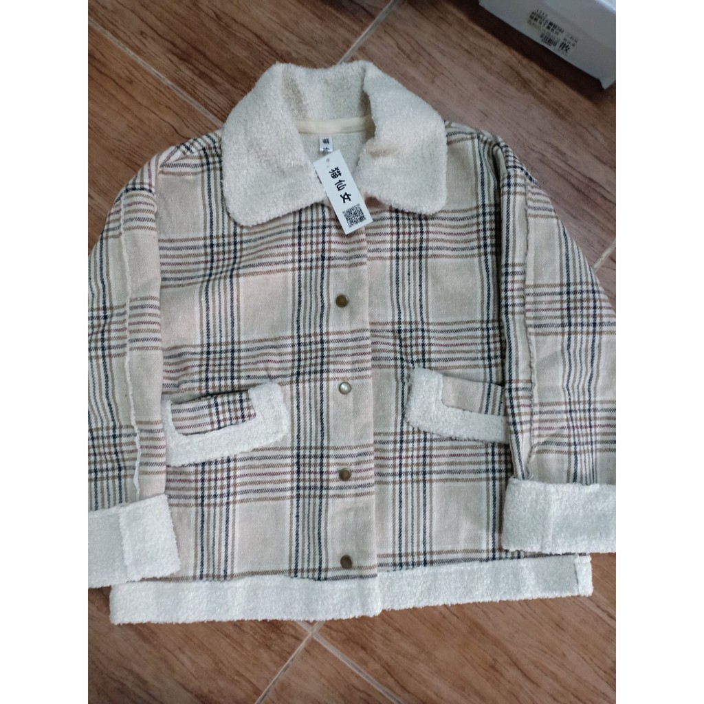Sẵn XL(Hàng Đẹp)Ảnh thật 5 hình cuối-HC082.Áo khoác kẻ lông cừu phiên bản Hàn Quốc | BigBuy360 - bigbuy360.vn