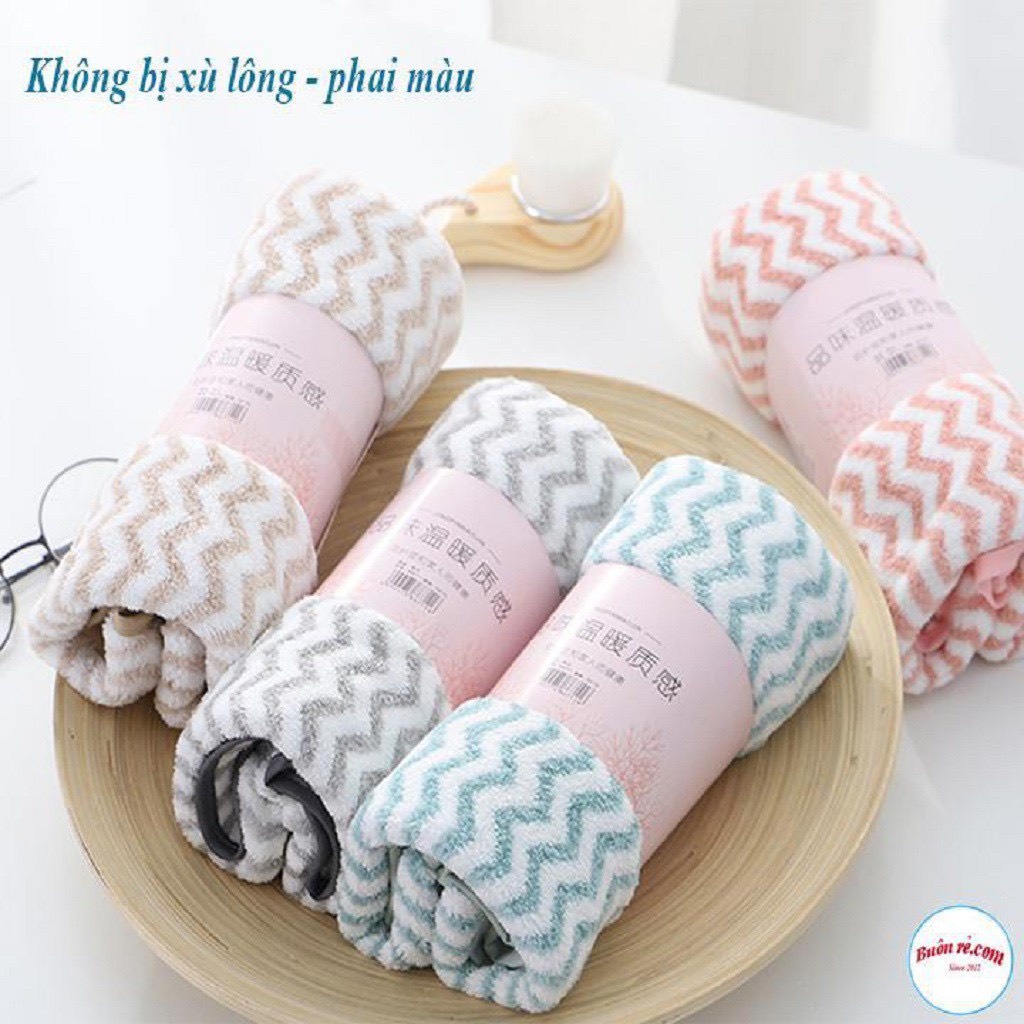 Khăn Mặt Lông mịn Hàn Quốc 50x30cm Siêu Thấm Hút Loại Có Dòng Kẻ - Khăn Xuất Hàn Shop Bé TiTi