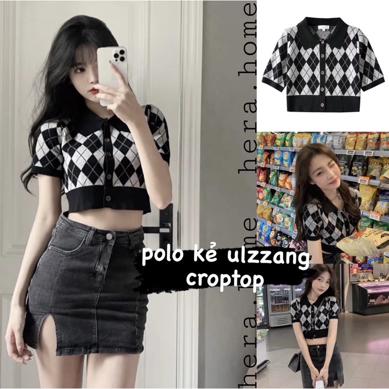 Áo polo kẻ ulzzang chất len