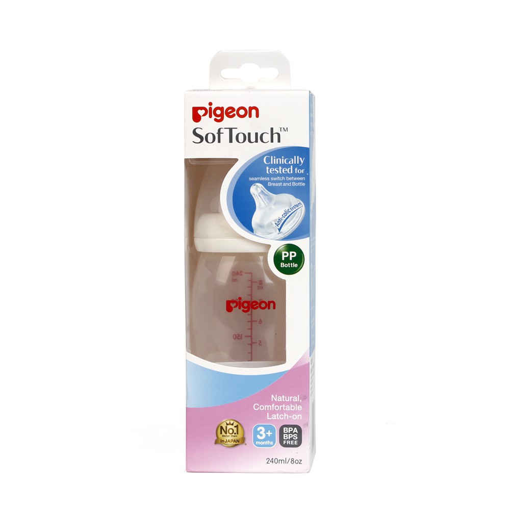 Bình sữa Pigeon PP Plus Cổ Rộng 240ml + KM Áo