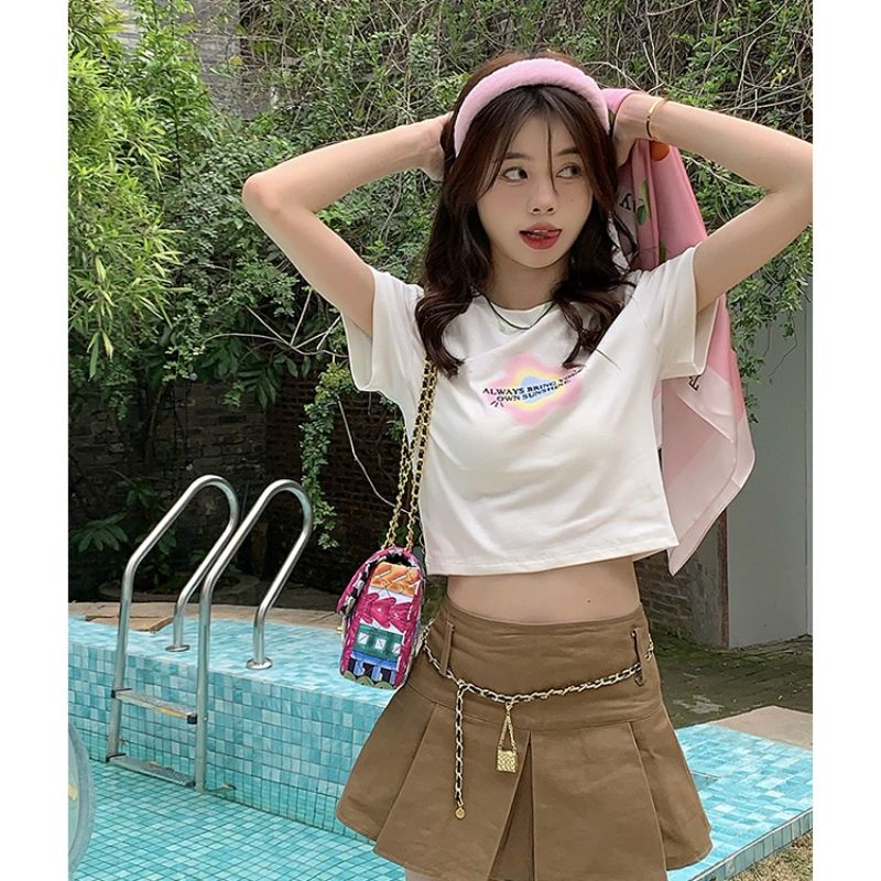 Áo thun COZOKC ngắn tay dáng ôm in họa tiết thời trang