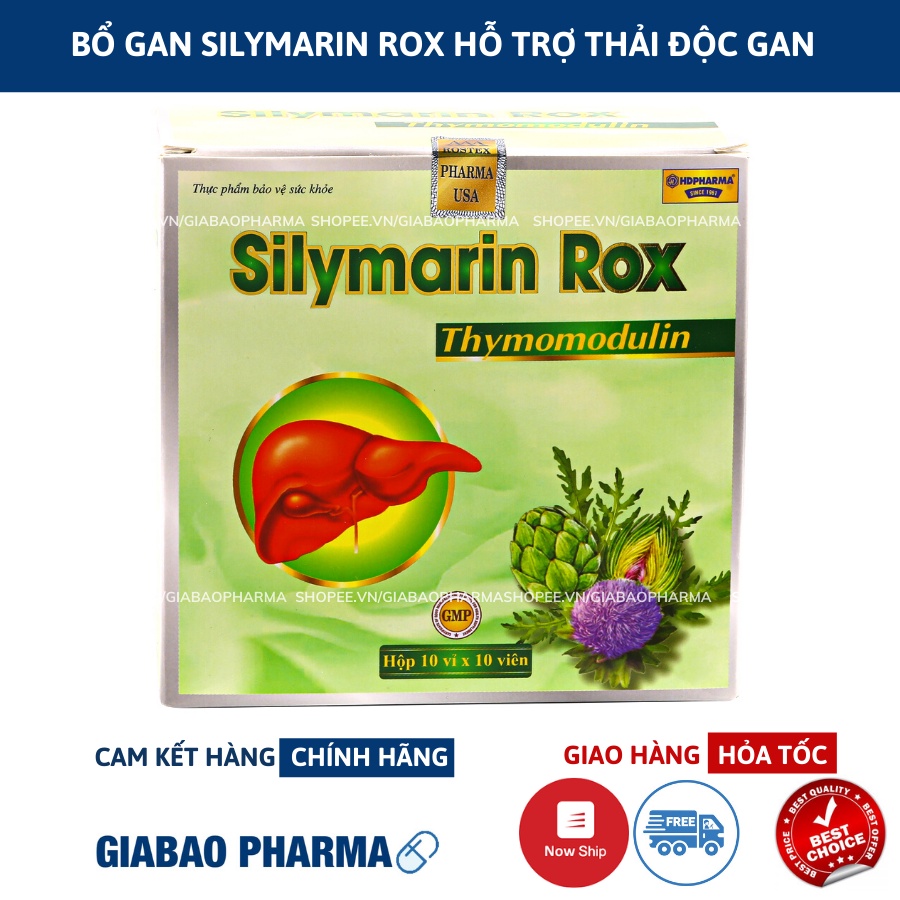Silymarin Rox hỗ trợ giải độc gan, bổ gan, hạ men gan HD Pharma (Hộp/100 viên)