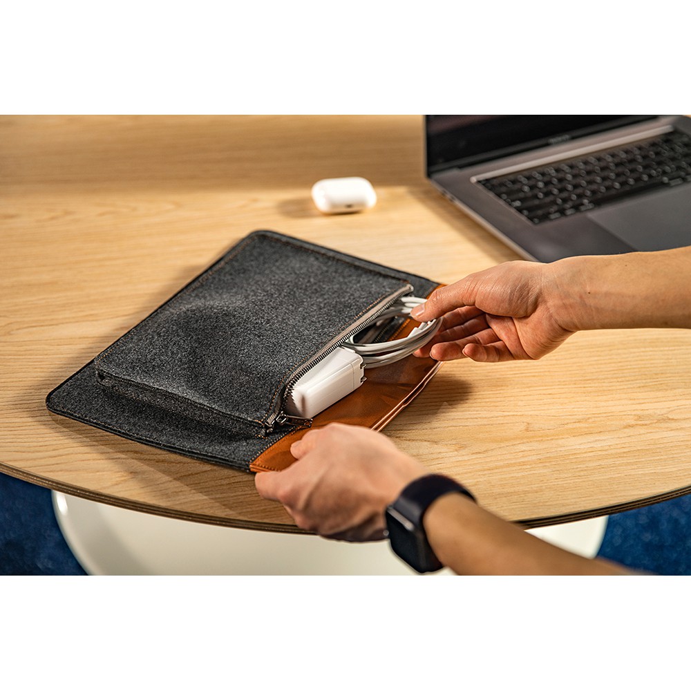 TÚI CHỐNG SỐC TOMTOC (USA) FELT & PU LEATHER FOR MACBOOK PRO/AIR 13″ NEW - H16-C02Y - HÀNG CHÍNH HÃNG