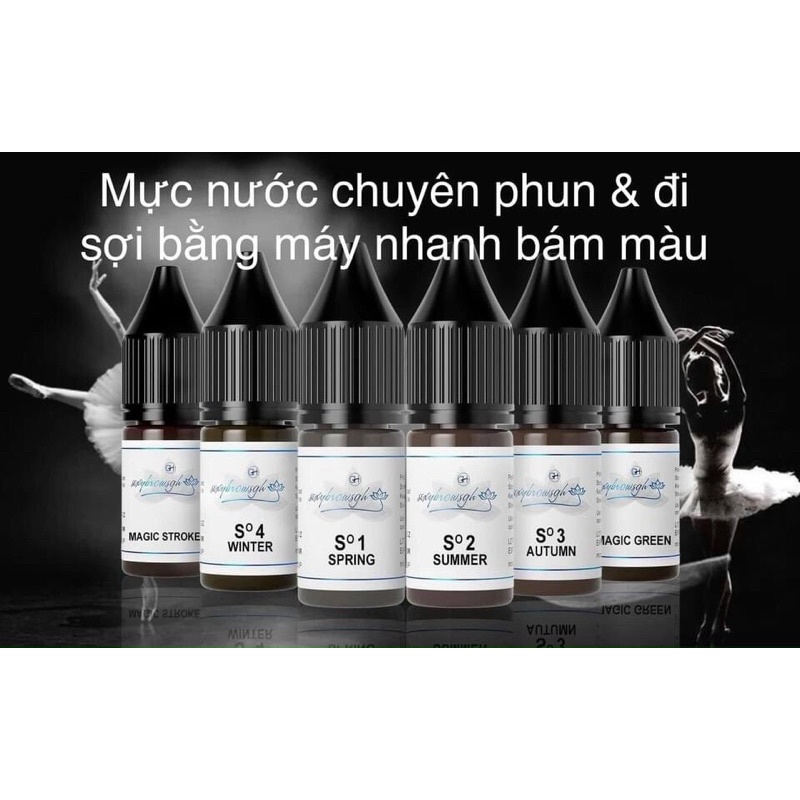 Mực xăm GH chuyên đi sợi Hairstrokes, phun mày rải hạt Ombre