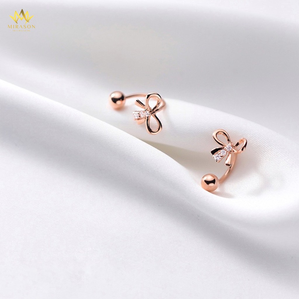 Khuyên Tai Bạc Nữ MIRASON Hình Nơ Đinh Đá Tinh Tế MBT126 -  Bông Tai Nữ Bạc 925 Cao Cấp