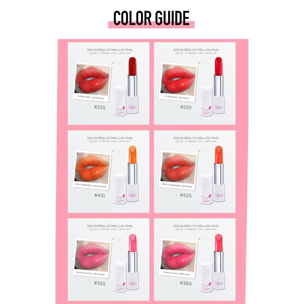 SON VACCI VITAMIN TINT DƯỠNG MÔI LÂU PHAI | BigBuy360 - bigbuy360.vn