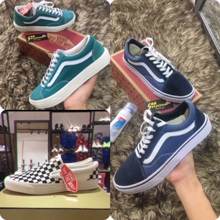 Ảnh thật😍 Giày vans caro + vans xanh dáng ulzzang R+ 😉 FULLBOX + QUÀ TẶNG KÈM