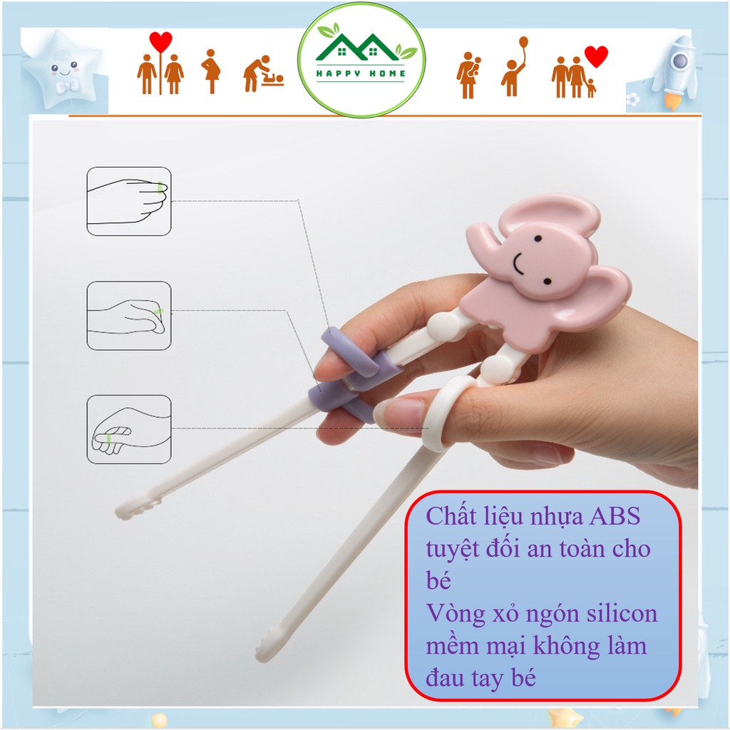 Đũa tập gắp, đũa ăn dặm xỏ ngón cho Bé yêu tập gắp đồ ăn kèm hộp đựng bảo quản