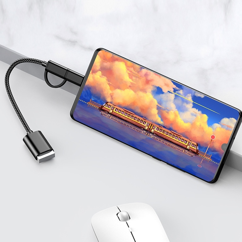 Cáp chuyển đổi 2 trong 1 Type-C Micro Usb Otg cao cấp cho đầu đọc thẻ nhớ