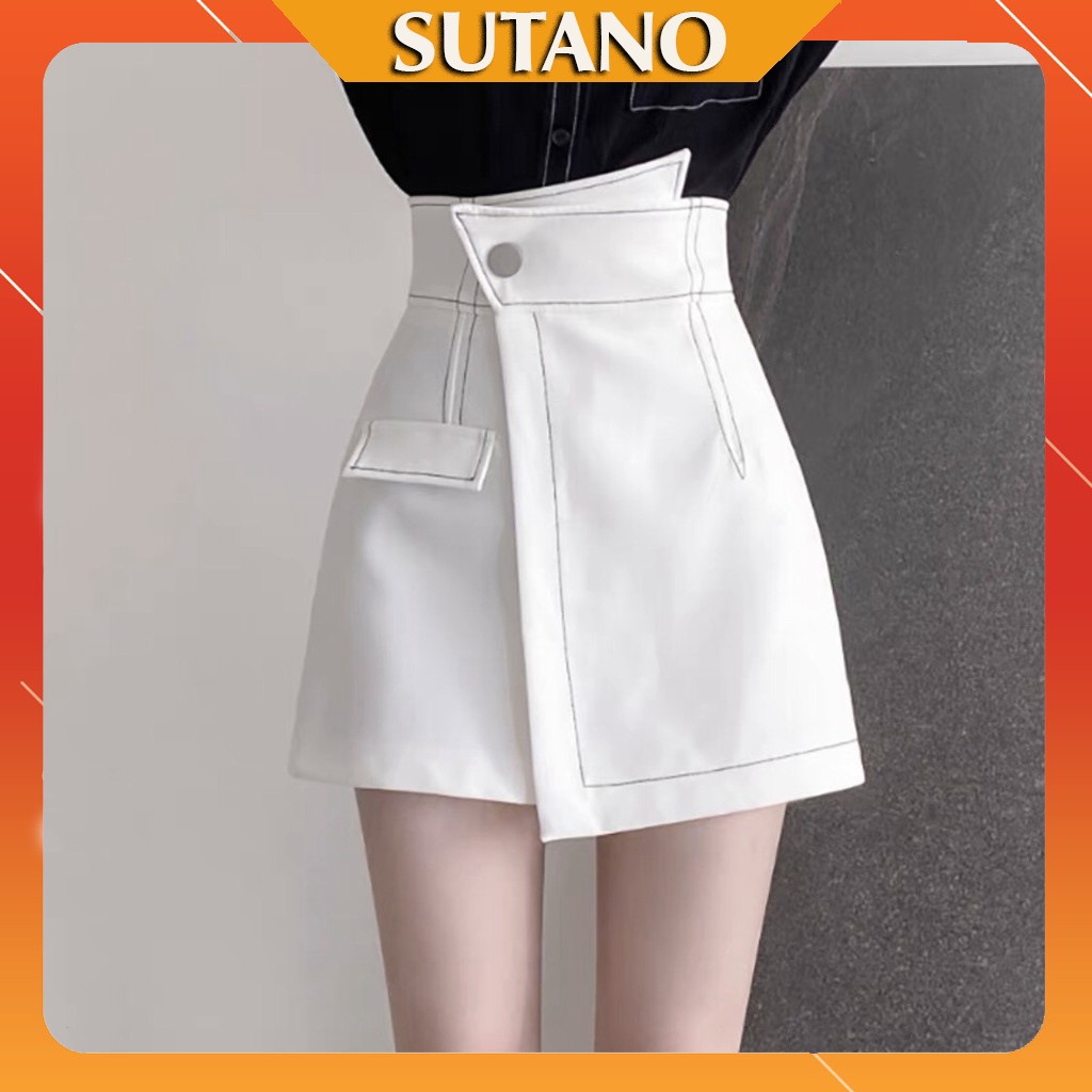 Chân váy chữ A -quần giả váy thiết kế cực xinh - đính cúc - cạp lệch - may lộ chỉ chất liệu đẹp CV435 SUTANO