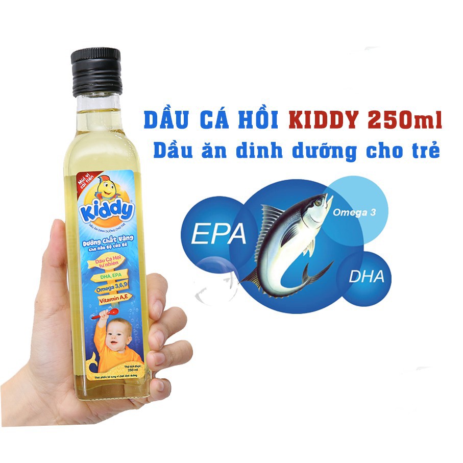 COMBO 2 Chai Dầu Ăn Dinh Dưỡng Cá Hồi Kiddy Cho Trẻ 250ml - Date 5/2022 - 8934988050004x2