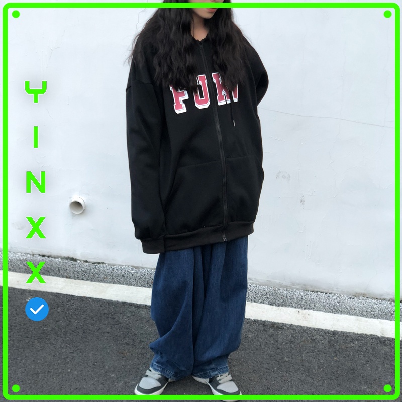 Áo khoác nỉ hoodie dây kéo form rộng unisex Yinxx, hoodie zip nam nữ HDZ807