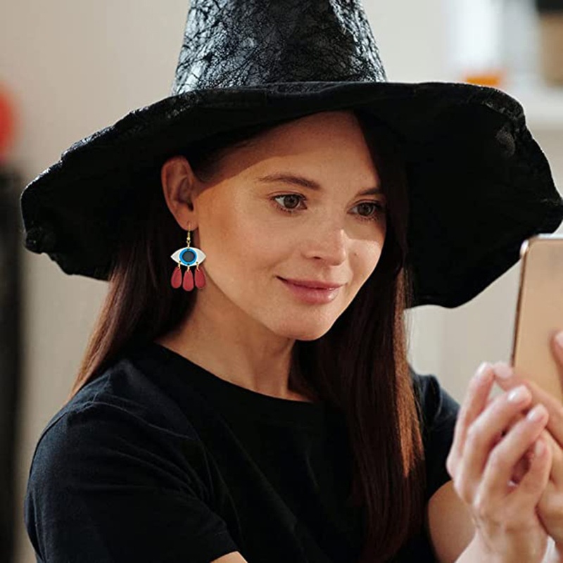 Khuyên Tai Đất Sét Polymer Hình Mắt Quỷ Nhiều Màu Độc Đáo Thời Trang Cho Nữ