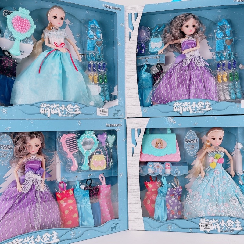 Bộ Đồ Chơi Búp Bê Thay Váy Kèm Phụ Kiện-Búp Bê Elsa&Anna-công chúa băng giá❄️