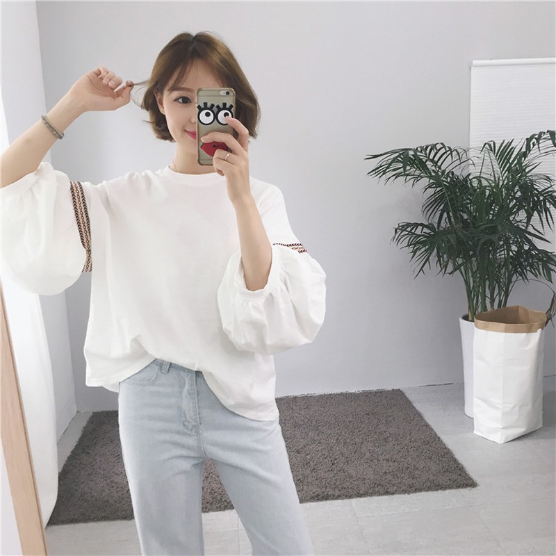 Áo thun IELGY nữ dài tay cổ tròn thời trang Hàn