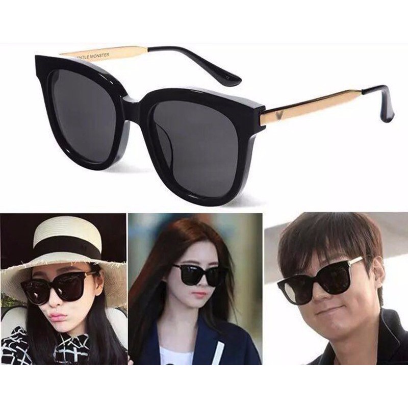 Kính Mát Nữ Thời Trang Thiết Kế Gọng Vàng Sang Trọng Quý Phái Tròng Mắt Màu Đen Huyền Bí