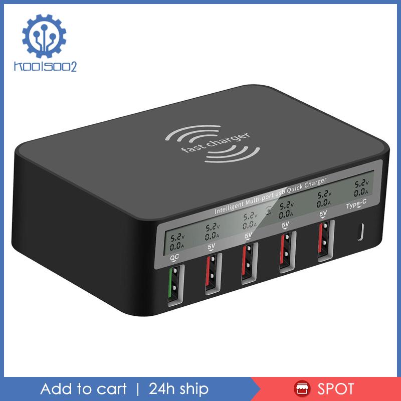 Đế Sạc Nhanh Koolsoo2 Type-C Qi 5 USB QC 3.0 Để Bàn Tiện Dụng
