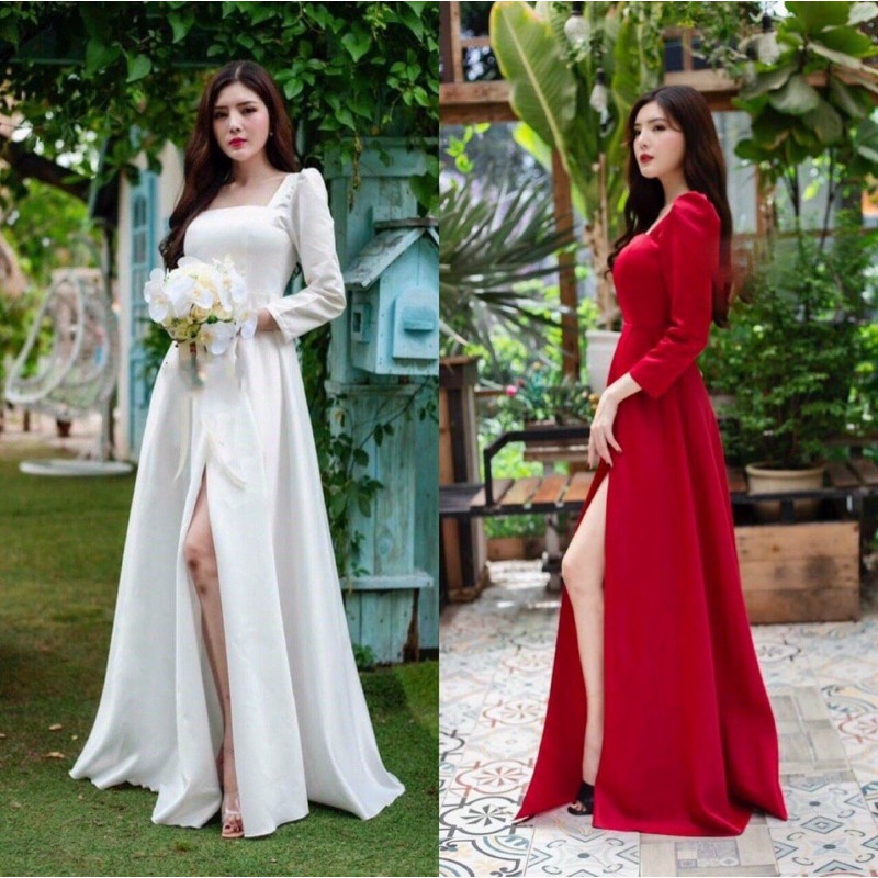 ĐẦM MAXI DÀI TAY XẺ ĐUỒI full size :S/M/L/Xl ( ẢNH VÀ VIDEO CHỦ SHOP TỰ QUAY 100000% )