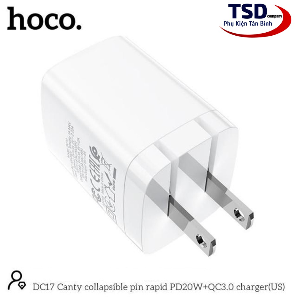 Củ Sạc Nhanh Hoco DC17 Speed Dual 2 Cổng QC3.0 PD 20W Chính Hãng