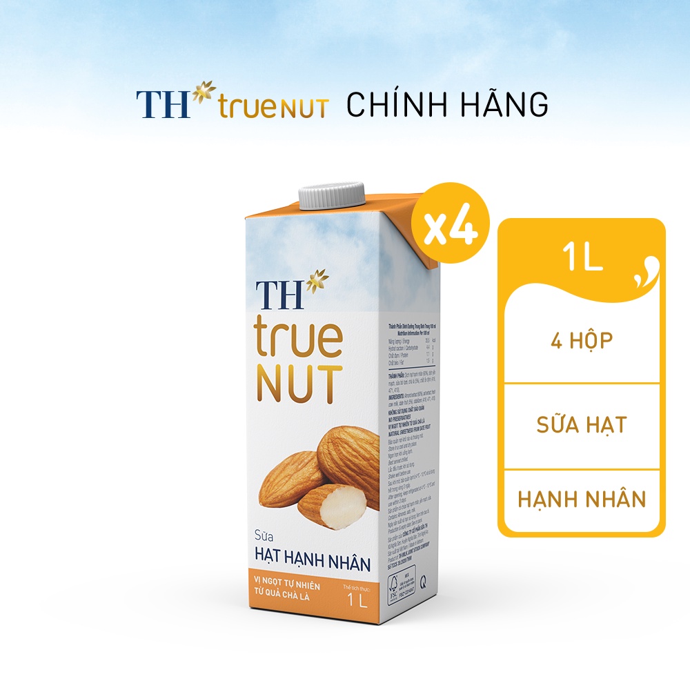 Combo 4 Hộp sữa hạt hạnh nhân TH True Nut 1L (1L x 4)