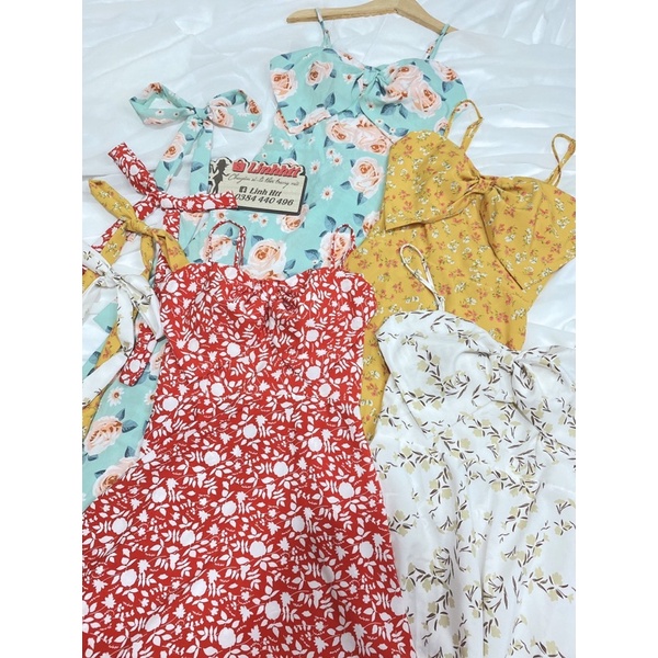 Váy hai dây lụa kèm mút ngực dáng dài maxi freesize ulzzang linh htt