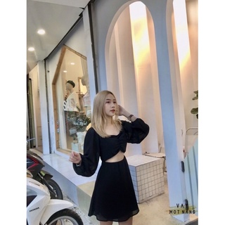 Váy cut eo trễ vai đen