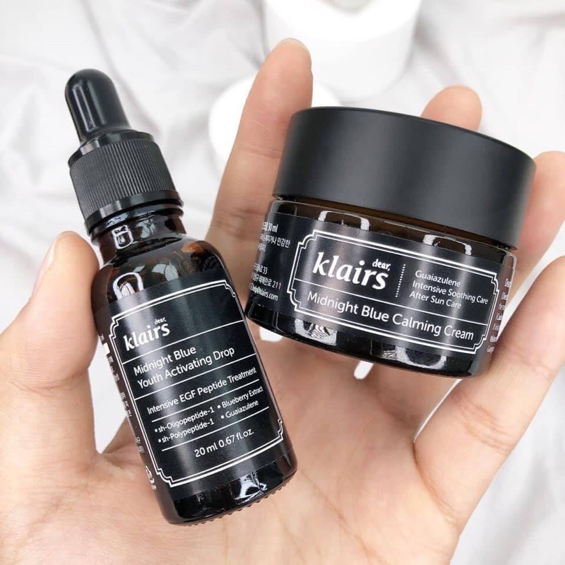 SERUM &amp; KEM DƯỠNG KLAIRS MIDNIGHT BLUE YOUTH ACTIVATING DROP / CAMING CREAM