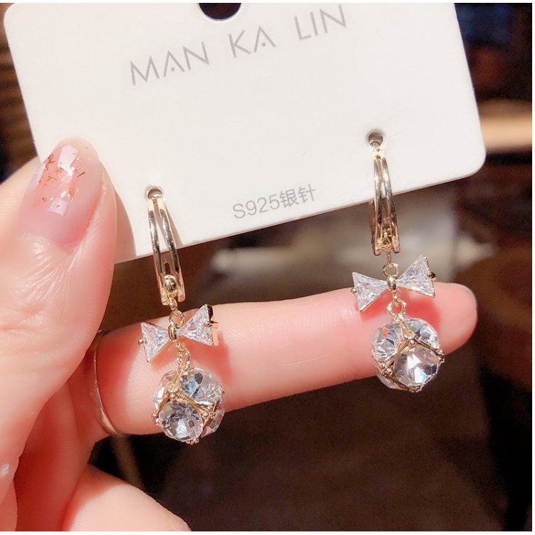 Bông Tai Nữ Khuyên Tai Nữ Tòn Ten Phối Đá Mạ 925