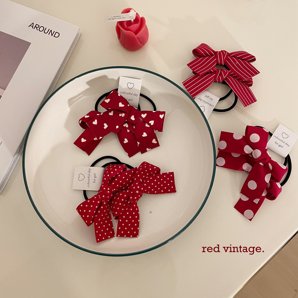 Set 2 Dây Chun Buộc Tóc Gắn Nơ Xinh Xắn Dành Cho Bé Gái
