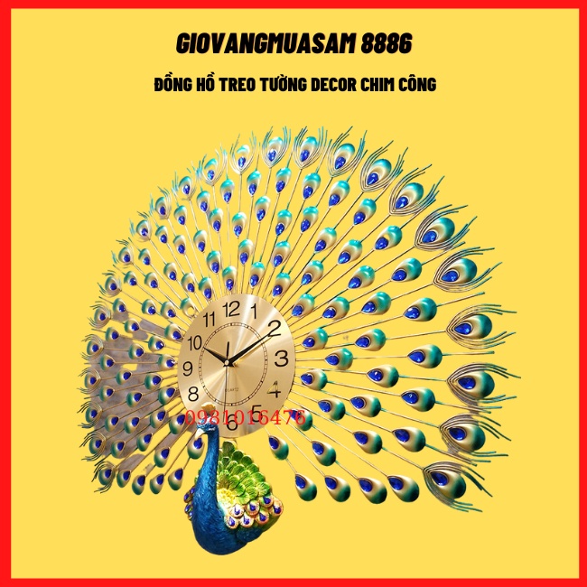 Đồng hồ Decor treo tường phòng khách hiện đại kích thước 70x75cm GV6689