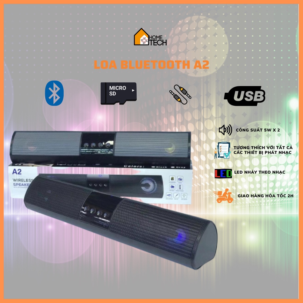 Loa Bluetooth Speaker A2 Dáng Dài 2 Loa Cực Đỉnh, Kểu Dáng Sang Trọng Hỗ Trợ Thẻ Nhớ, USB,Đài FM,sạc