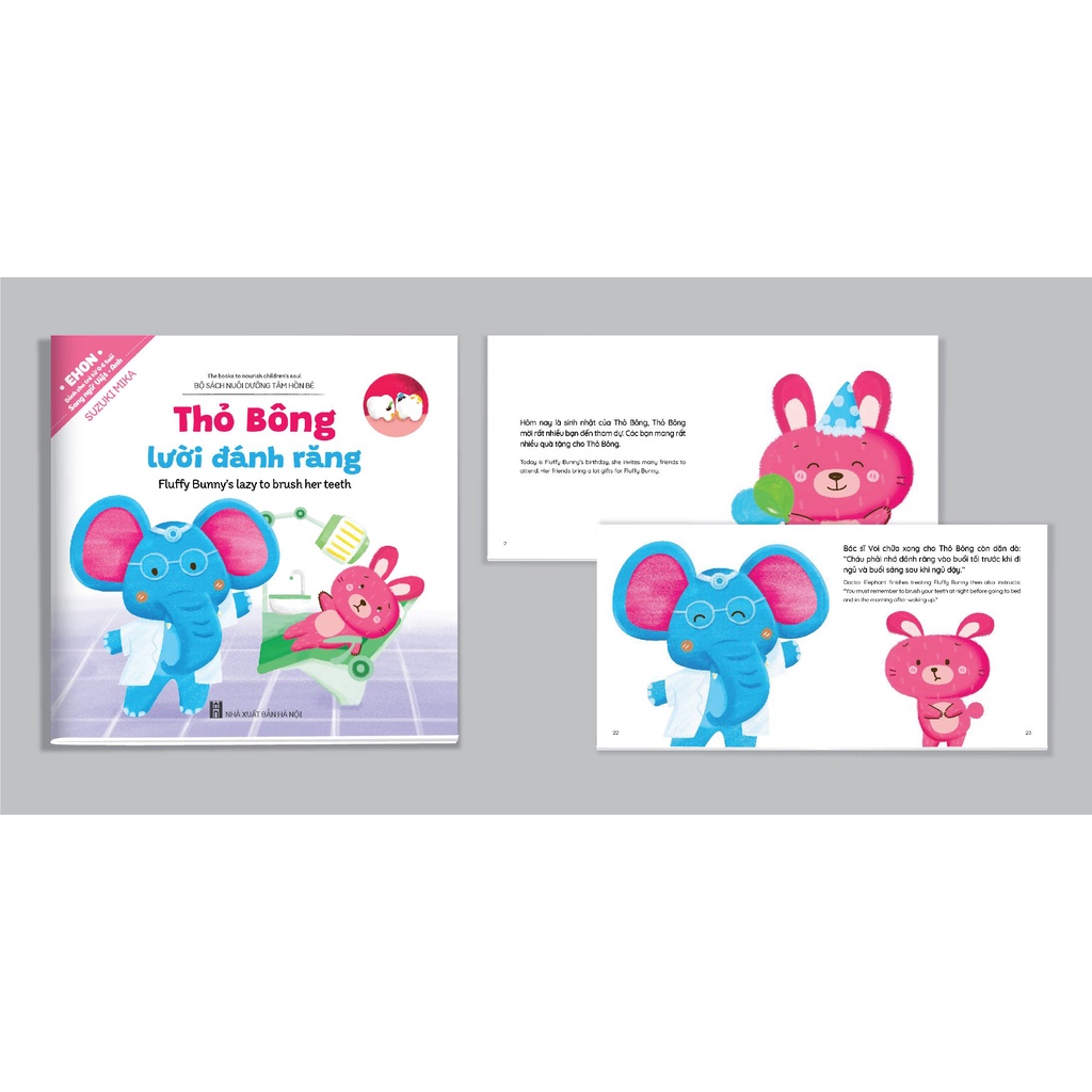 Sách - Bộ Ehon kĩ năng sống Thỏ Bông - song ngữ Việt Anh - Quét mã QR file nghe