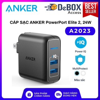 Sạc ANKER PowerPort Elite 2 cổng PIQ 24W - A2023 Bảo hành 18T chính hãng