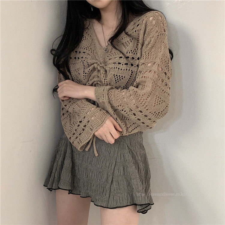 Áo Sweater Dệt Kim Phong Cách Retro Hàn Quốc Xinh Xắn Cho Nữ