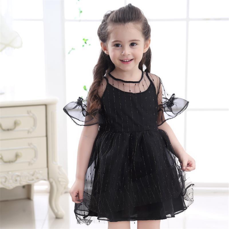 Đầm lưới tay ngắn xòe dễ thương cho bé gái