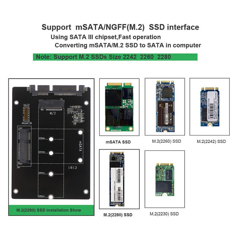 Card Chuyển Đổi 2 Trong 1 Msata Sang Sata Ngff M.2 Sang Sata3 | BigBuy360 - bigbuy360.vn