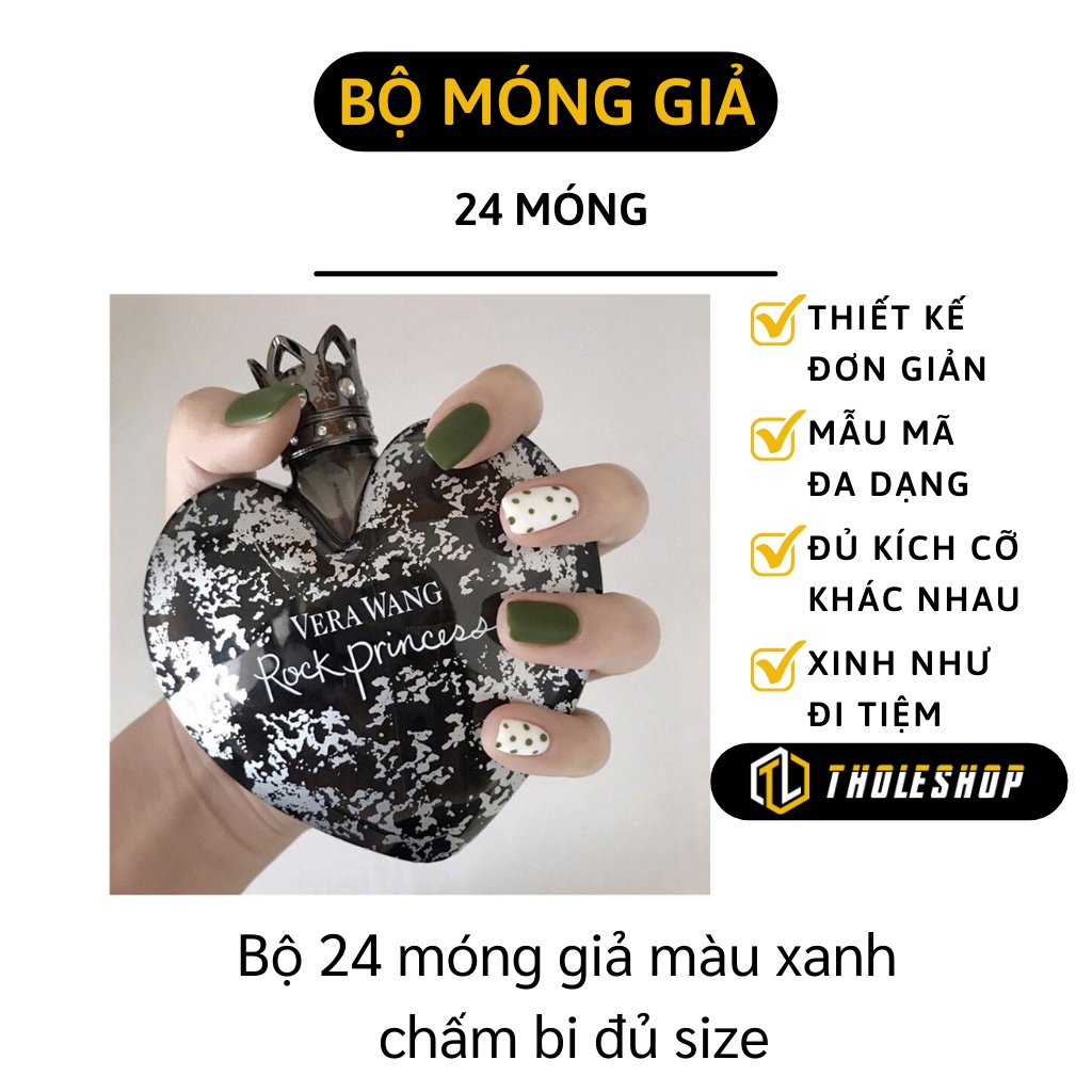 Móng Tay Giả - Bộ Nails 24 Móng Giả Màu Xanh Chấm Bi Đa Dạng, Thời Trang Nữ 8979