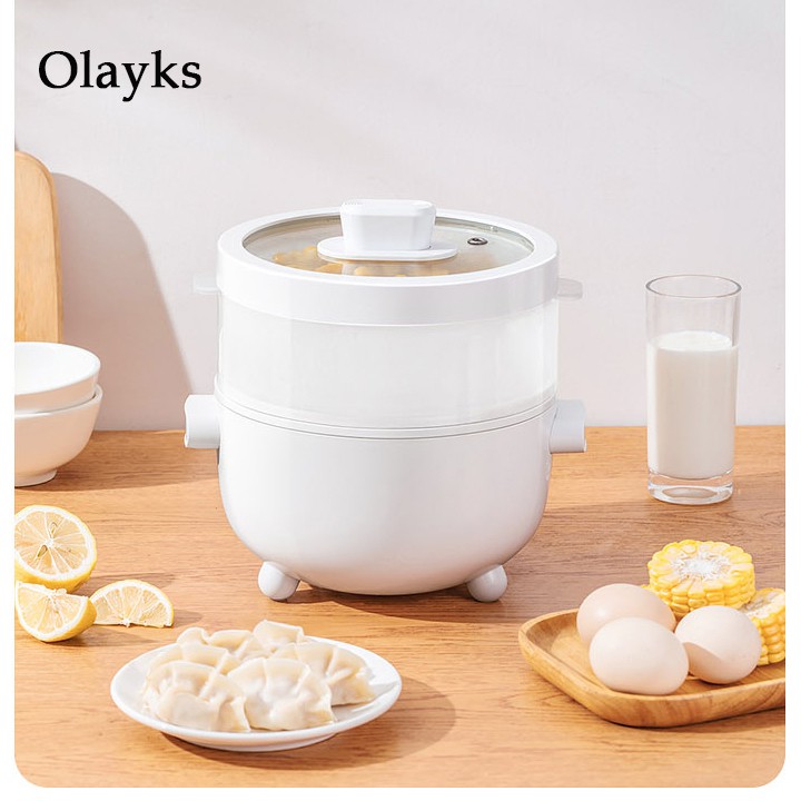 Nồi lẩu mini OLAYKS, nồi điện gia dụng 2 lít chất liệu ABS cao cấp siêu bền - BH 12 tháng