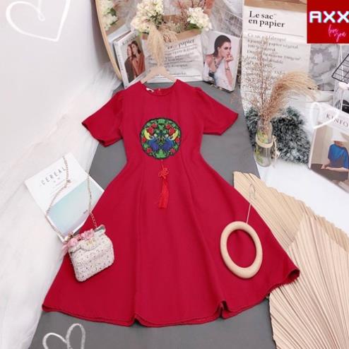 Đầm màu đỏ NADO, Váy đỏ mặc tết noel Xòe Vải Nhung Tuyết Thời Trang Tay Phồng Ngắn Thời Trang Nữ Đẹp Đi Chơi | BigBuy360 - bigbuy360.vn