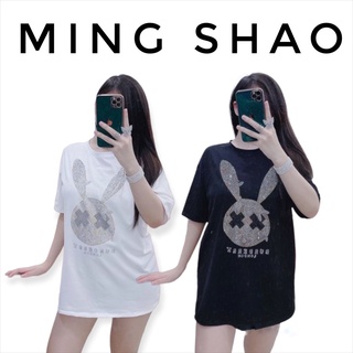 Áo phông đính đá hình thỏ nam nữ fom rộng cao cấp [XEM CLIP Ạ] Áo thun đẹp