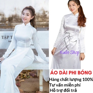{Hàng Loại 1} Áo dài trắng truyền thống học sinh lụa phi bóng 02 tà