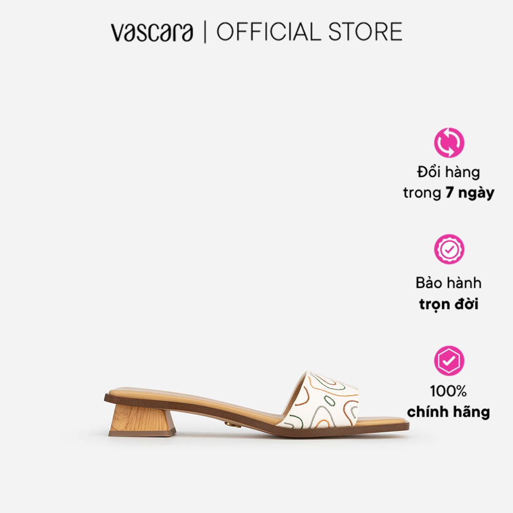 Vascara Guốc Quai Ngang Hoạ Tiết Ruộng Bậc Thang Gót Vân Gỗ - GNN 0161