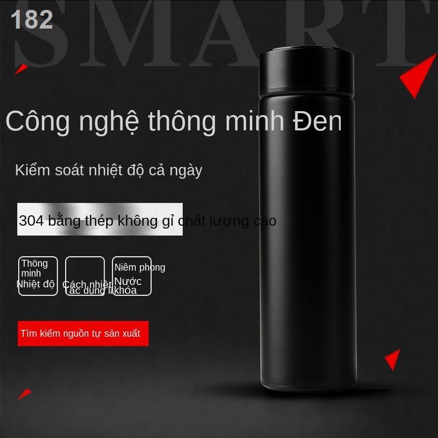 Bình giữ nhiệt thông minh sinh viên nam và nữ thời trang ly kinh doanh cầm tay xu hướng inox 304 thẳng 500ml