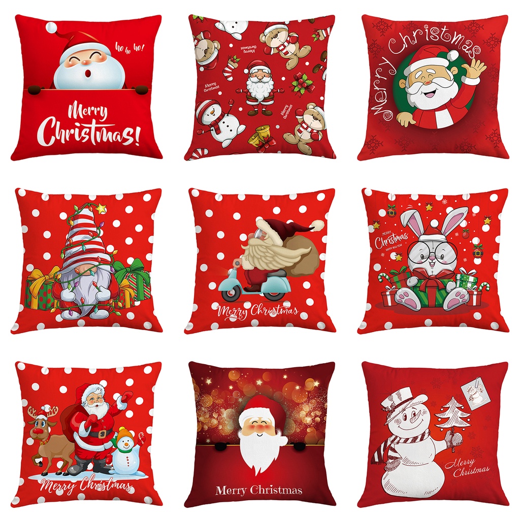Vỏ Gối Ẩn Thoáng Khí Có Khóa Kéo In Họa Tiết Ông Già Noel Trang Trí Nhà Cửa / Khách Sạn