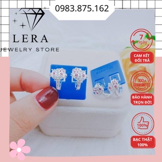 Hoa tai bạc cho bé mặt mèo kitty hồng, bông tai bạc ta 925 trẻ em tại trang sức bạc Lera