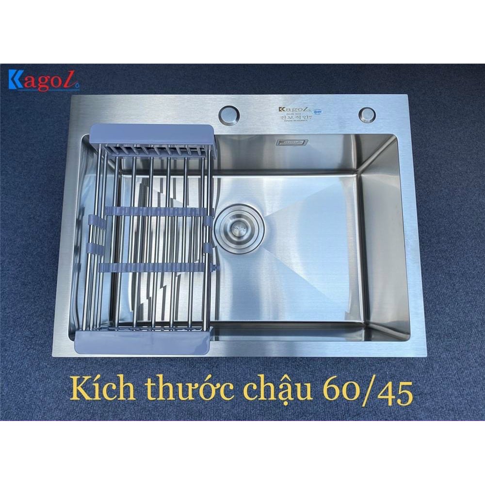 [FREE SHIP ]Chậu rửa bát, chậu rửa chén inox 304 1 hố KAGOL kích thước 60x45 cm, siêu dày (cam kết chính hãng BH 3 năm)