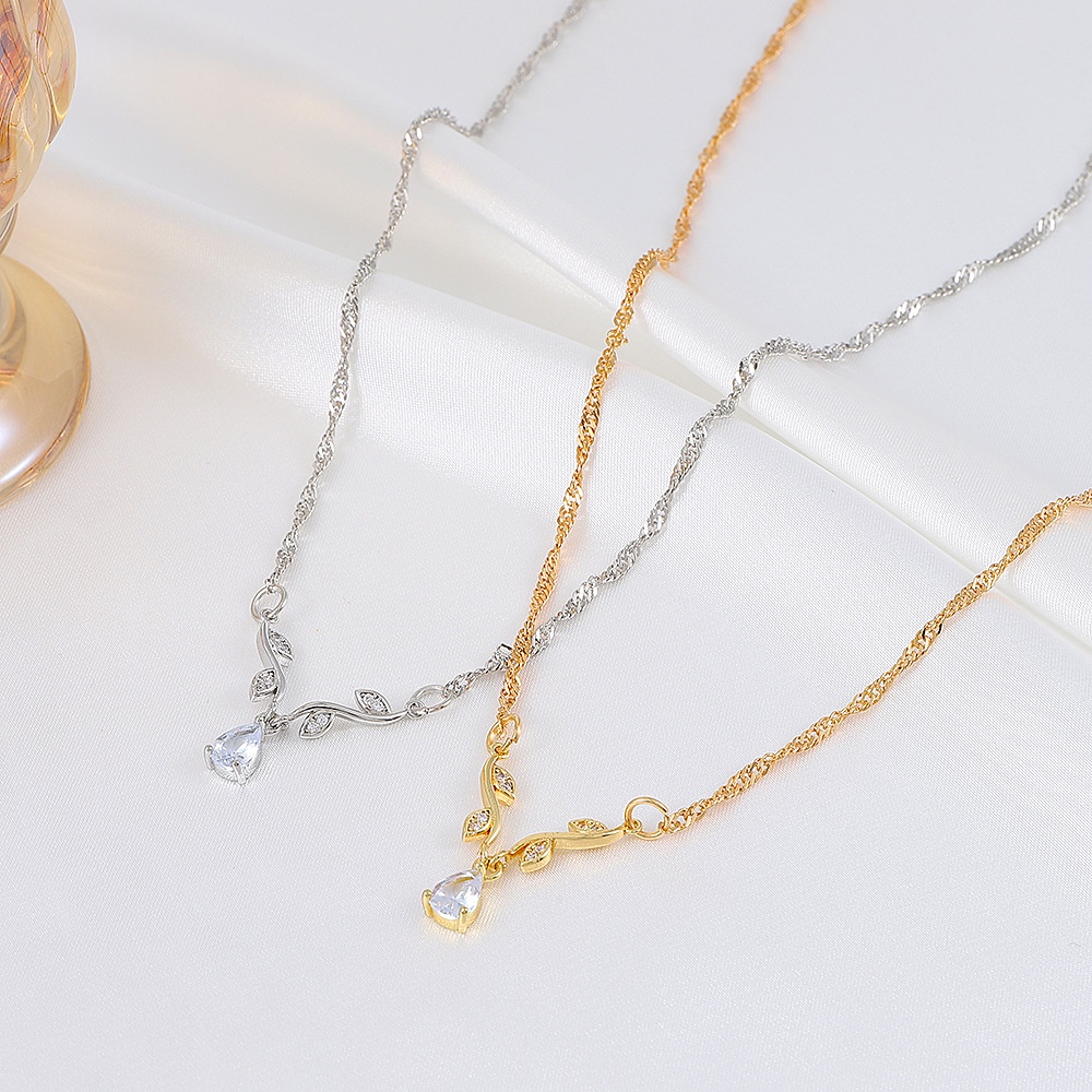 Vòng cổ Mặt Hình Giọt Nước Đính Đá Zircon Thời Trang Hàn Quốc Cho Nữ