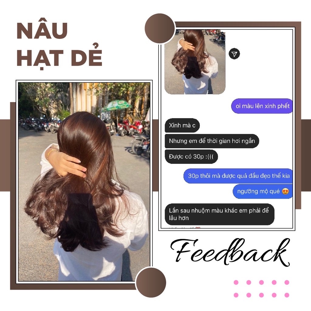 Thuốc nhuộm tóc màu Nâu hạt dẻ không cần thuốc tẩy tóc, Letfly. Haircolor