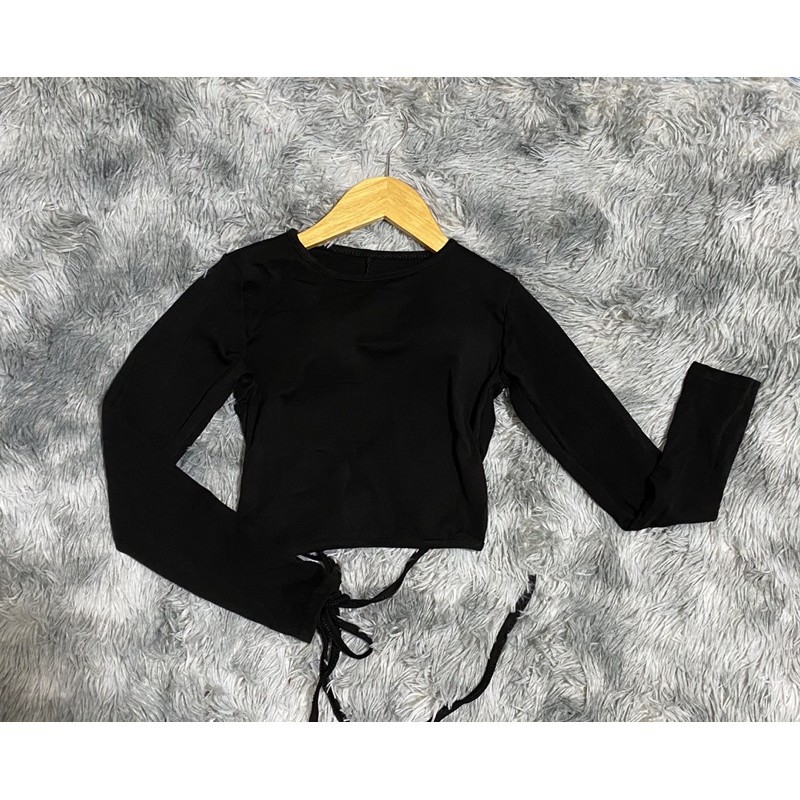 [Mã FASHIONT4WA2 giảm 10K đơn 50K] Áo kiểu khoét hở lưng sexy thun Borip phối dây cột nơ lưng | BigBuy360 - bigbuy360.vn