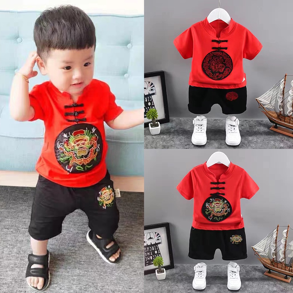 Set Đồ 2 Món Phong Cách Trung Hoa Năm Mới Cho Bé Trai